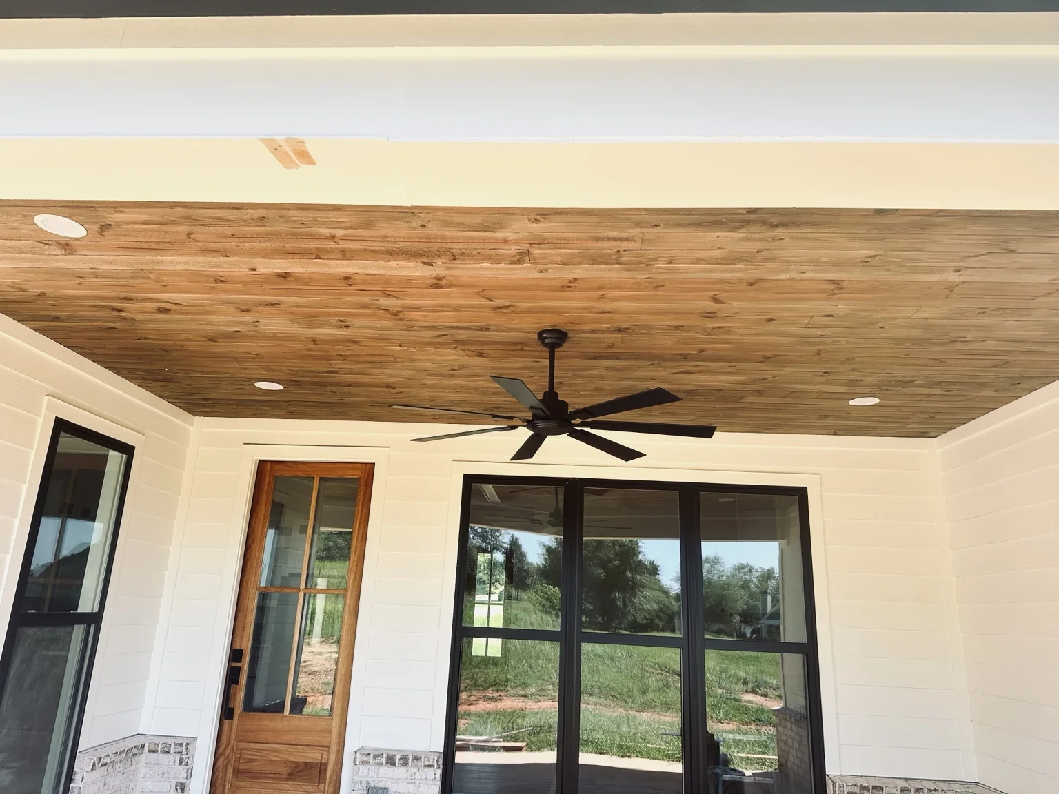 Outdoor fan and recessed lights