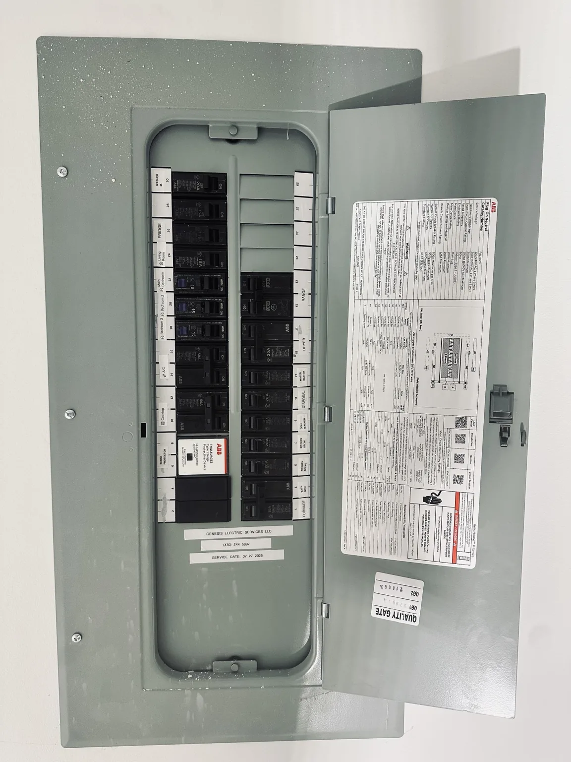 Residential electrical panel and circuit service work by Genesis Electric Services LLC